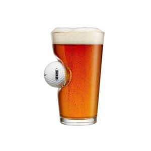 BenShot Pint Glass with Real‎ Golf Ball - 16oz | Made in the USA